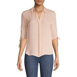 L'AGENCE Isa Shirred Sleeve Silk Blouse Size XS NWT